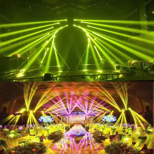 Vista 3 de JUNMAN Mini 230W 7R Beam Cabeza Móvil DJ Disco Etapa Luces Led Tira Prisma 48 con tira LED y efecto arco iris