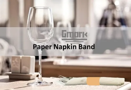 Vista 2 de Gmark Servilleteros autoadhesivos de papel Biege (2500 unidades) – Servilleteros profesionales de 4.25 x 1.5 pulgadas – Envoltorios desechables
