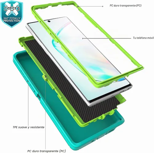 Vista 5 de YmhxcY Note 10 Plus - Funda con película de TPU flexible autorreparable (paquete de 2) y película protectora de pantalla para lente de cámara