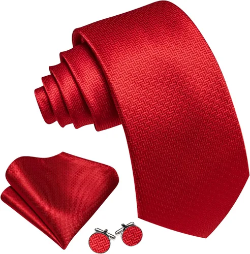 Vista 109 de Barry.Wang Juego de corbatas para hombre, corbata de seda a rayas, tejido a cuadros, gemelos formales, negocios, boda