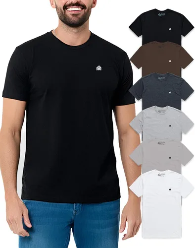 Vista 59 de Camisetas casuales de algodón suave con cuello redondo y ajuste atlético