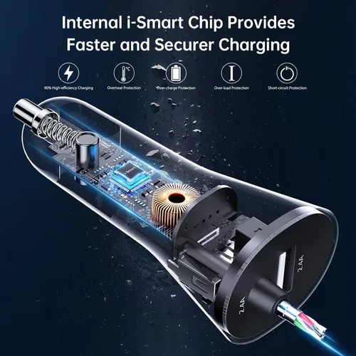 Vista 3 de Syncwire Cargador de coche para iPhone - Actualización [certificado Apple MFi] Adaptador de carga de coche de 4.8 A/24 W con cable Lightning