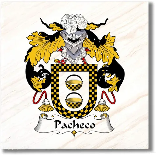 Vista 3 de Carpe Diem Designs Pacheco Family Crest/Coat of Arms Ceramic Tile for Coaster, Hot Plate, Trivet or Decorative Accent