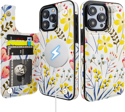 Vista 17 de HAOPINSH Funda tipo cartera para iPhone 15 Pro Max con tarjetero, diseño de leopardo negro y guepardo con tapa trasera, de piel sintética