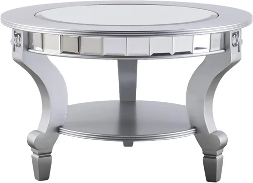 Vista 4 de SEI Furniture Lindsay Glam - Mesa de centro redonda con espejo, color plateado