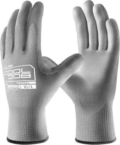 Vista 7 de COOLJOB Paquete de 12/60 pares de guantes de trabajo de seguridad a granel con revestimiento de poliuretano de agarre, guantes de punto sin costuras