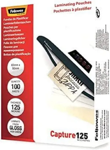 Vista 4 de Fellowes Capture 2.126x3.386 in 125 Micron - Bolsas laminadoras brillantes (paquete de 50)