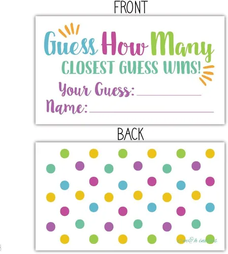 Vista 2 de 50 tarjetas de juego Candy Guessing - Adivina cuántas entradas en el juego Jar