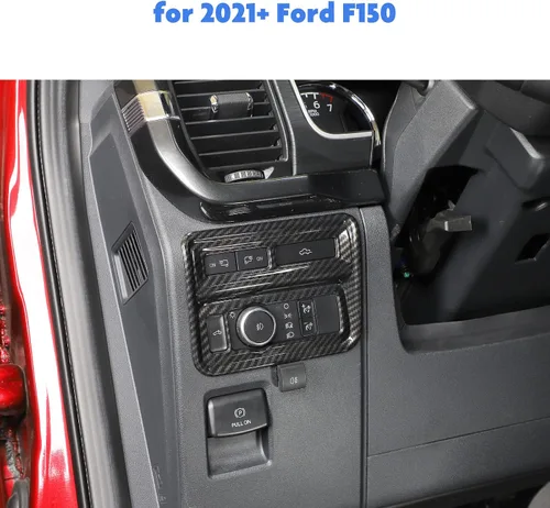 Vista 2 de Jimen Para 2021+ F150 Panel de control del panel de control del marco de la cubierta compatible con Ford F150 2021-2023 (grano de fibra de carbono)