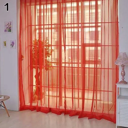 Vista 10 de Cenefas de Gauzy ligeras Cortina de ventana de puerta Cortina Sheer Home Wedding Decor - Negro
