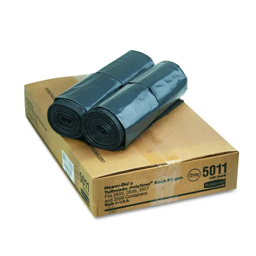Vista 2 de Rubbermaid Commercial Products Bolsa de basura de 55 galones, 100 unidades, color gris, compatible con contenedores ventilados de 55 galones BRUTE