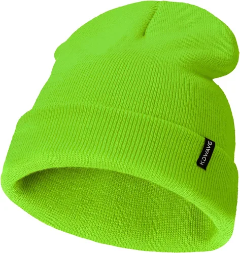Vista 40 de Gorros de lana para mujeres y hombres, unisex, de punto suave, con puños, diseño de calavera, elástico, color sólido, sombreros de invierno