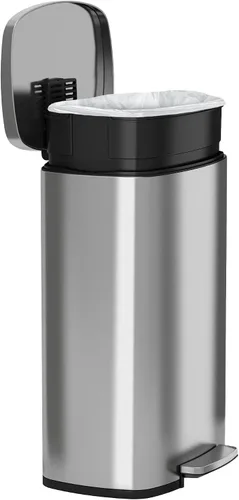 Vista 7 de iTouchless SoftStep - Bote de basura de acero inoxidable, 13.2 galones, sistema de filtro de olores, pedal y tapa con cierre silencioso y fino