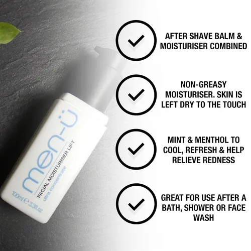 Vista 2 de men-ü Bálsamo hidratante de 3.4 fl oz, humectante y después del afeitado para hombres, hasta 165 aplicaciones, hidratante para después del afeitado