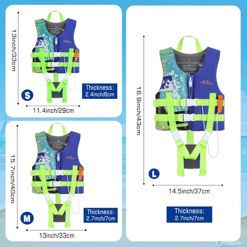 Vista 4 de MoKo Swimming Vest for Kids 20-30-50-77 lbs, Children Swim Vests Water Activity Equipment Cute Pattern Watersports Swimming Device for Toddlers Boys