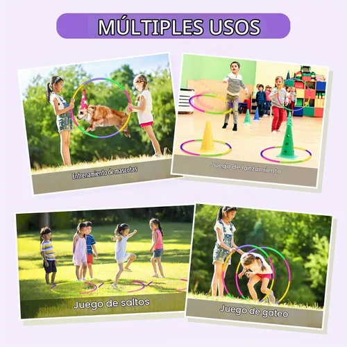 Vista 6 de Aro de ejercicio para niños, ajustable, desmontable, peso y tamaño, aro de plástico para actividades al aire libre, gimnasio, aula, escuela