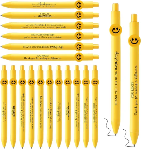 Vista 8 de Fuutreo 50 bolígrafos divertidos, regalos de agradecimiento a los empleados, cara sonriente, compañeros de trabajo, citas motivacionales, bolígrafos