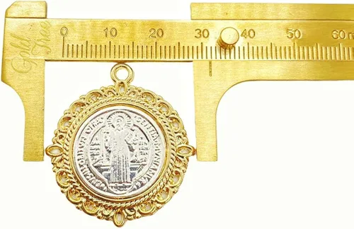 Vista 5 de Alea Collection Collar con medalla de San Benito con diseño de ojo malvado joyería religiosa Metal no aplica