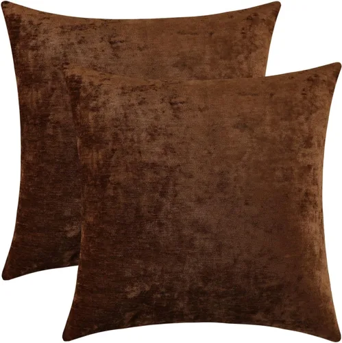 Vista 29 de Juego de 2 fundas de almohada decorativas de pana burdeos suaves y acogedoras, fundas de cojín cuadradas de chenilla para sofá, decoración de sala