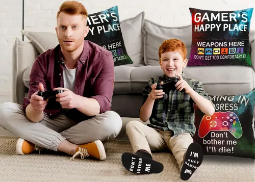 Vista 5 de Regalos de jugador OCCdesign para adolescentes y hombres, decoración para habitación de juegos, juego de funda de almohada para jugador y calcetines