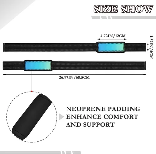 Vista 3 de Light Blue Gradient Lifting Wrist Straps 26" Neoprene Padded Deadlift Straps for Workout, Gym, Powerlifting, Bodybuilding