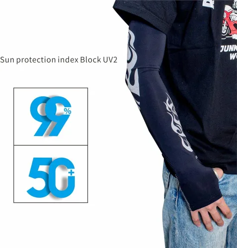 Vista 7 de COOUV UPF50 - Mangas de compresión para brazos protección solar resistente a los rayos UV cubierta de tatuaje de fibra de enfriamiento
