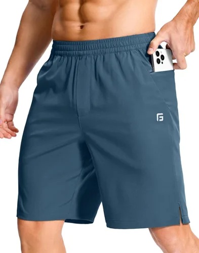 Vista 37 de GGJ Pantalones cortos deportivos ligeros para hombre con 2 bolsillos con cremallera de 7/5/9 pulgadas, pantalones cortos de tenis de secado rápido