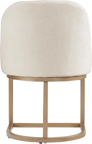 Vista 73 de Leick Home 214536 Barrelback Silla de comedor con base de metal, juego de 2, para comedor, asiento moderno de lino negro y base de metal dorado