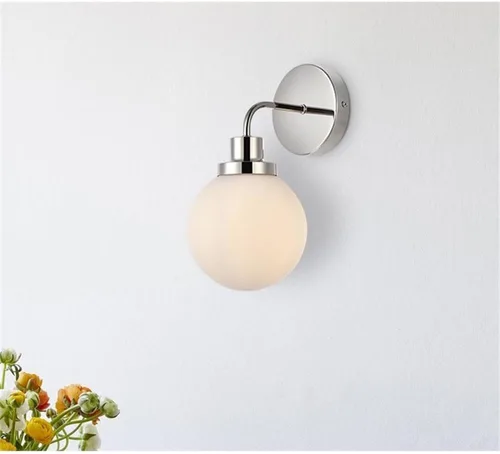 Vista 7 de Hanson - Aplique de baño de metal con 1 luz en níquel pulido y esmerilado