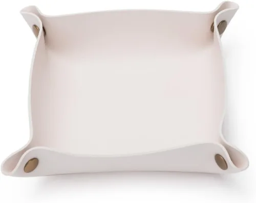 Vista 10 de Bandeja de almacenamiento de lona de algodón, organizador elegante para objetos pequeños, diseño ligero (rosa, pequeño)