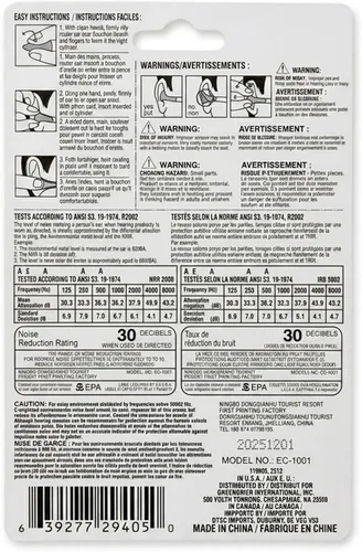 Vista 2 de Earplugs, Clasificación de reducción de ruido: 30 decibelios, 4 pares