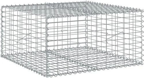 Vista 19 de vidaXL Cesta de gavión con tapa, 39.4 x 19.7 x 39.4 pulgadas, hierro galvanizado rectangular, resistente a la intemperie, montaje sin herramientas