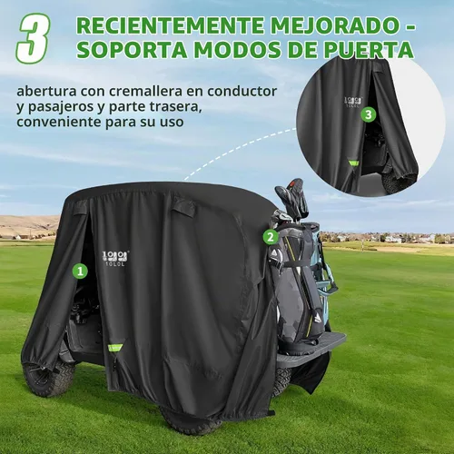 Vista 5 de 10L0L Funda para carrito de golf 650D para 2/4/6 pasajeros EZGO Club Car Negro