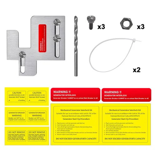 Vista 6 de Kit de enclavamiento de generador compatible con paneles Eaton Cutler Hammer Serie BR de 150 y 200 amperios, espaciado de 1 1/4-1 7/16 pulgadas