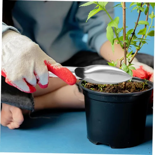 Vista 5 de Paleta de jardín de acero inoxidable, herramientas de mano ergonómicas para excavar y plantar plantas, palas de jardinería ligeras y portátiles