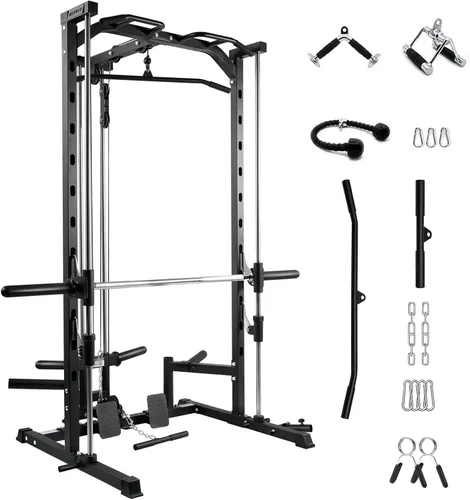 Vista 14 de RitFit Smith - Estante de potencia para máquina con sistema LAT-Pull Down, minas terrestres, barra de barra, clavijas de almacenamiento de placas
