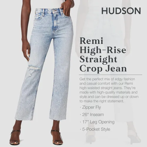 Vista 3 de HUDSON Jeans Remi de tiro alto, recortados, pierna recta para mujer