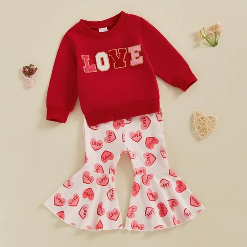 Vista 10 de Gueuusu Conjunto de ropa de manga larga para bebé niña con texto en inglés "My 1st Christmas", sudadera de manga larga con pantalones acanalados