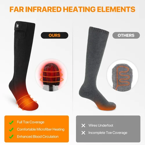 Vista 7 de SNOW DEER Heated Socks for Men and Women, Rechargeable Heated Ski Socks Negro