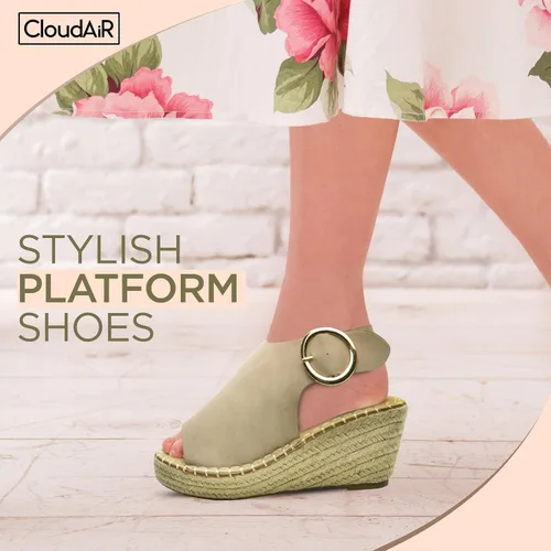 Vista 2 de CLOUDAIR Selina - Sandalias de cuña para mujer, cómodas y elegantes sandalias de plataforma con cierre de hebilla, cómodos tacones de cuña