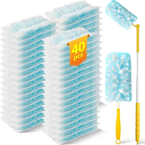 Vista 11 de 80 repuestos de plumero con 1 mango corto y mango extensible de 3 pies, compatible con Swiffer Duster, plumeros de limpieza de microfibra