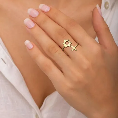 Vista 52 de Jewmon Anillo de plata de ley con estrella de David para mujer – Anillo ajustable Magen David – Amuleto Wicca – Regalos judíos