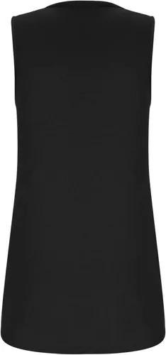 Vista 7 de STYESH Camiseta sin mangas plisada con encaje frontal para mujer, cuello redondo, sin mangas, blusa sin botones