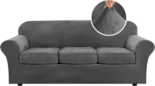 Vista 103 de H.VERSAILTEX - Funda elástica para sofá de 2 piezas, funda protectora de terciopelo, suave, con parte inferior elástica, con un ancho de hasta 49
