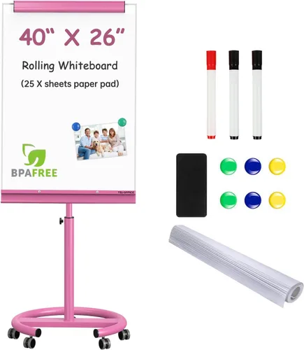 Vista 10 de TSJ OFFICE Rolling Whiteboard Standing - 40 x 26 Inches Mobile White Board Gris
