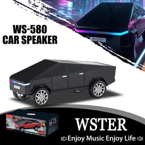 Vista 2 de Altavoz de reproducción Bluetooth futurista con pantalla LED, audio portátil de estilo futuro con enlace TWS, radio FM, iluminación LED y micrófono
