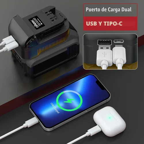 Vista 2 de aikeec Adaptador de batería USB para batería DeWalt 20V a herramientas