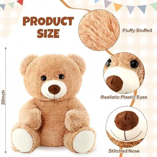 Vista 3 de Jenaai - Oso de peluche grande de 20 pulgadas, suave, grande, para niños, niñas, baby shower, boda, novia, regalo de cumpleaños, decoración