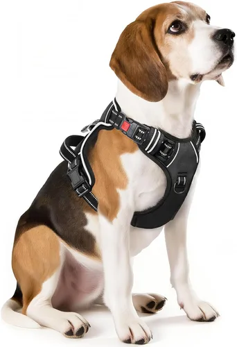 Vista 39 de Timos Arnés para perro de tamaño pequeño, arnés sin tirones para mascotas con cuello a presión bloqueable, chaleco reflectante para perro, sin