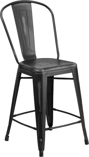 Vista 19 de Taburete de metal de interior y exterior de Flash Furniture, Metal, Plateado
